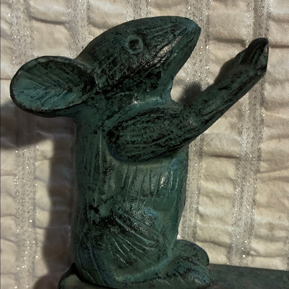 Cast Iron Green & Black Mouse Doorstop - Picture 3 of 6
